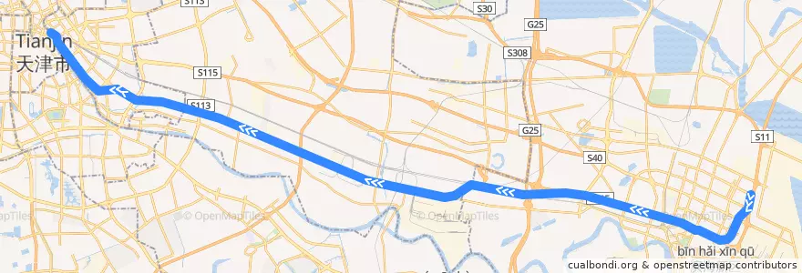 Mapa del recorrido 天津地铁9号线 de la línea  en 天津市.