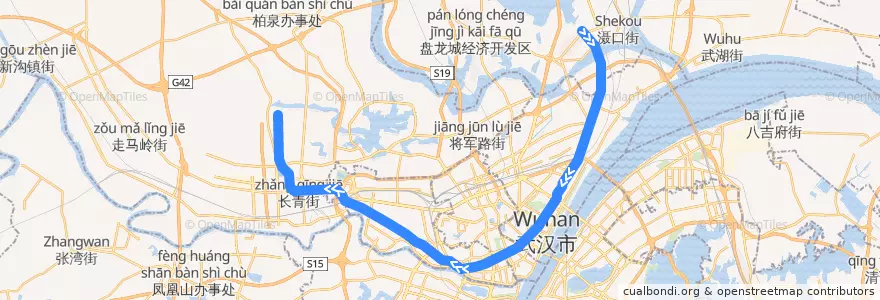 Mapa del recorrido 武汉地铁1号线 de la línea  en 우한시.
