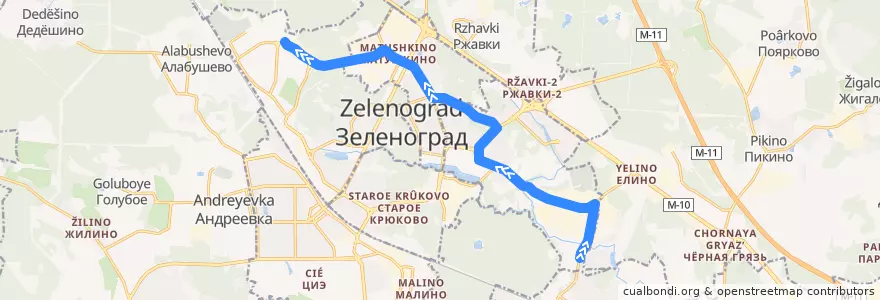 Mapa del recorrido Автобус № 27: Деревня Назарьево - Западная de la línea  en Зеленоградский административный округ.