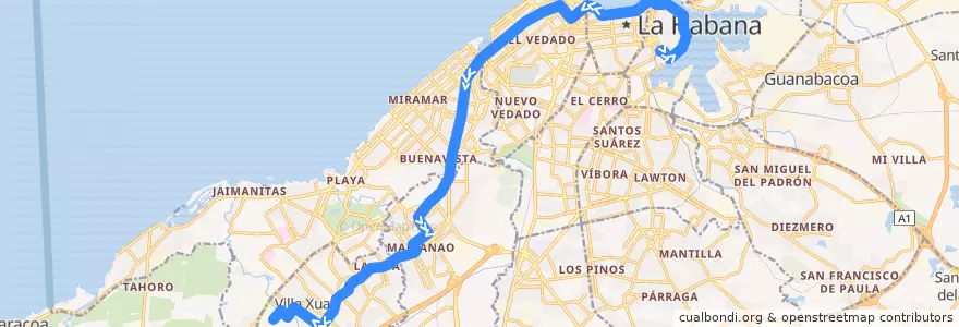 Mapa del recorrido Línea de metrobus P5 Ave del Puerto => San Agustín de la línea  en Havana.