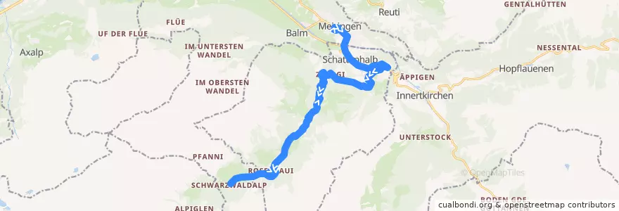 Mapa del recorrido Bus 164: Meiringen => Schwarzwaldalp de la línea  en Schattenhalb.