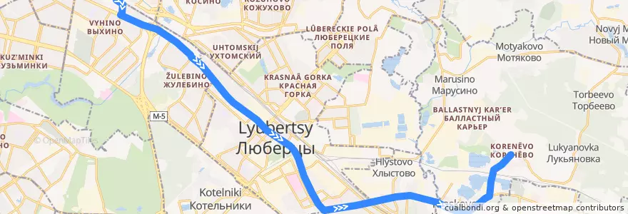 Mapa del recorrido Автобус №346: Выхино - Коренёво de la línea  en Центральный федеральный округ.