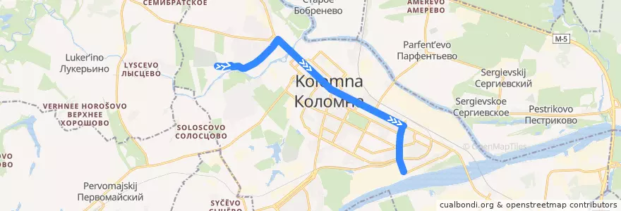 Mapa del recorrido Автобус: № 10 «Новое кладбище – Приокская» de la línea  en Коломенский городской округ.