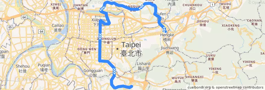 Mapa del recorrido 捷運文湖線(順向) de la línea  en Тайбэй.