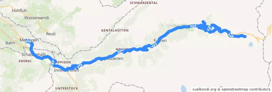 Mapa del recorrido Bus 162: Meiringen => Steingletscher de la línea  en Innertkirchen.