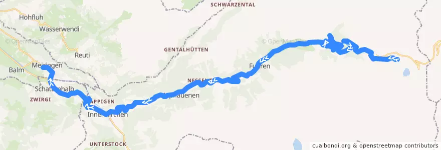 Mapa del recorrido Bus 162: Steingletscher => Meiringen de la línea  en Innertkirchen.