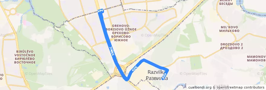 Mapa del recorrido Москва (м. Домодедовская) – Жилгородок de la línea  en Центральный федеральный округ.