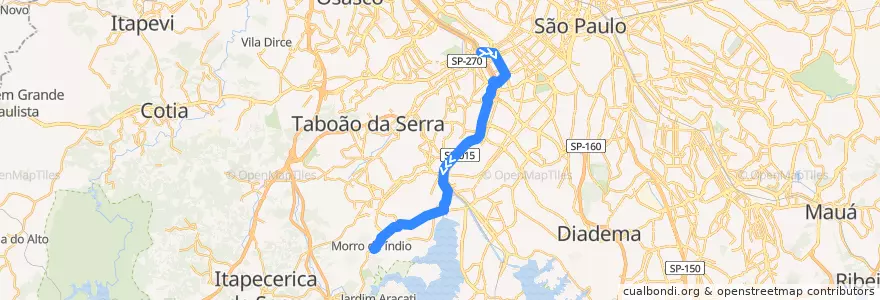Mapa del recorrido 637A-10 Terminal Jardim Ângela de la línea  en São Paulo.