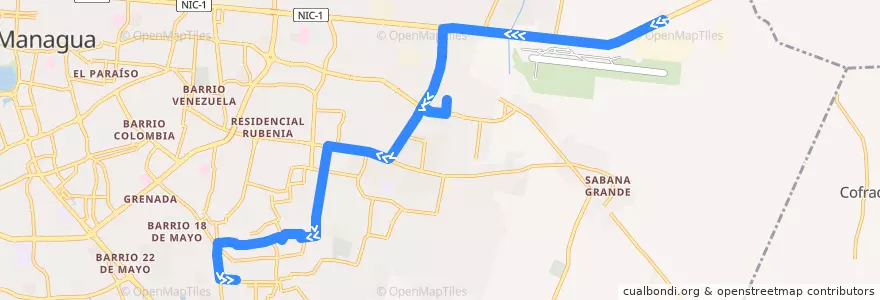 Mapa del recorrido Ruta 169: Las Mercedes -> Barrio Francisco Salazar de la línea  en Managua (Municipio).