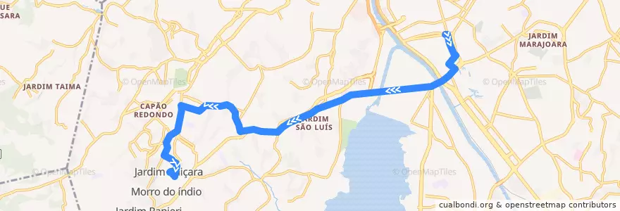 Mapa del recorrido 7022-10 Jardim Caiçara de la línea  en São Paulo.