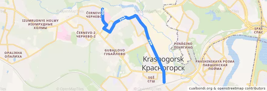 Mapa del recorrido Автобус № 806: Микрорайон Чернево - Станция МЦД Павшино de la línea  en городской округ Красногорск.