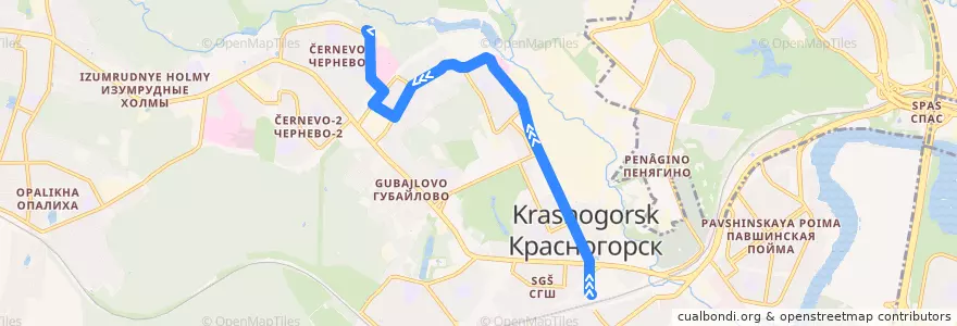Mapa del recorrido Автобус № 806: Станция МЦД Павшино - Микрорайон Чернево de la línea  en городской округ Красногорск.