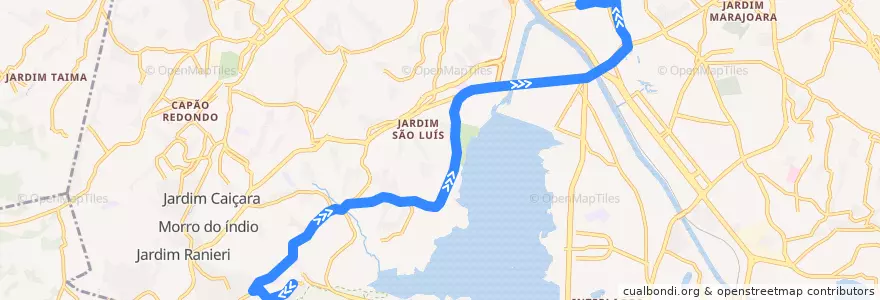 Mapa del recorrido 7023-10 Terminal Santo Amaro de la línea  en Сан-Паулу.