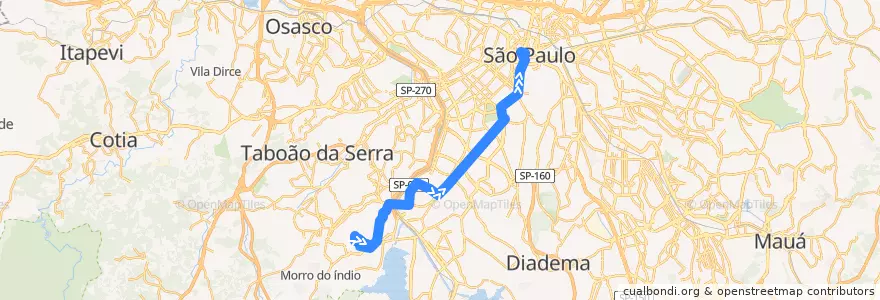 Mapa del recorrido 5318-10 Praça da Sé de la línea  en São Paulo.