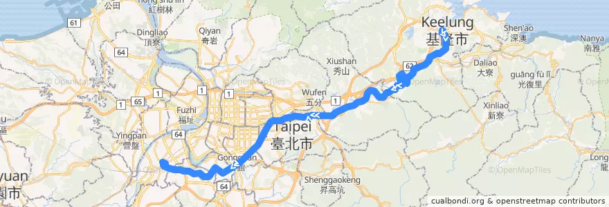 Mapa del recorrido 1032 基隆客運 基隆-板橋 (往程) de la línea  en Тайвань.