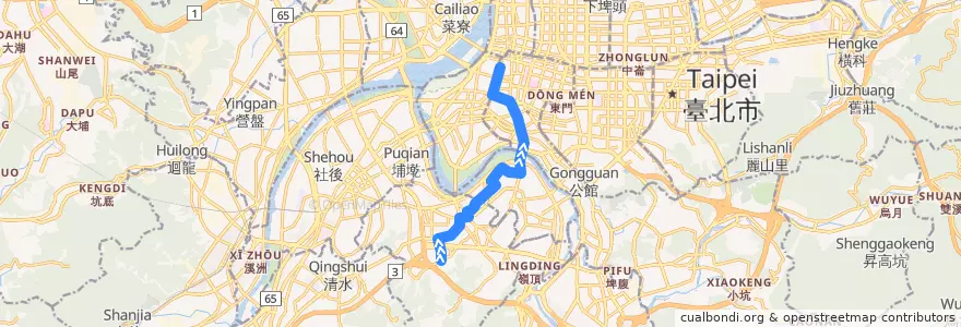 Mapa del recorrido 新北市 243 中和-西門(往程) de la línea  en Neu-Taipeh.