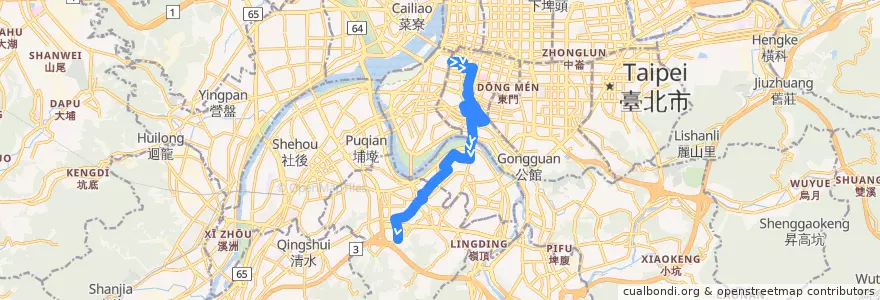 Mapa del recorrido 新北市 243 西門-中和(返程) de la línea  en Новый Тайбэй.