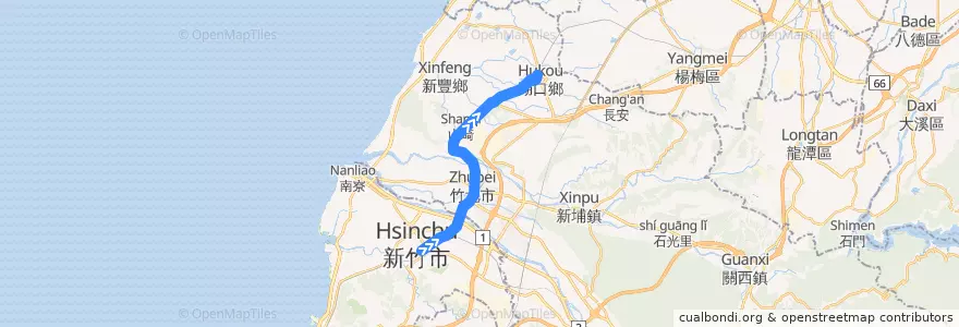 Mapa del recorrido 5622 新竹→湖口(經新豐) de la línea  en 臺灣省.