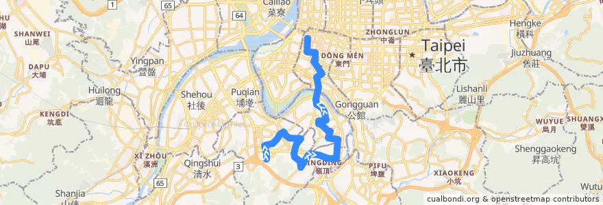 Mapa del recorrido 新北市 241 中和-博愛路(往程) de la línea  en Nuova Taipei.