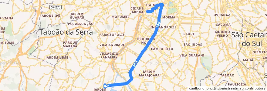 Mapa del recorrido 709G-10 Itaim Bibi de la línea  en São Paulo.