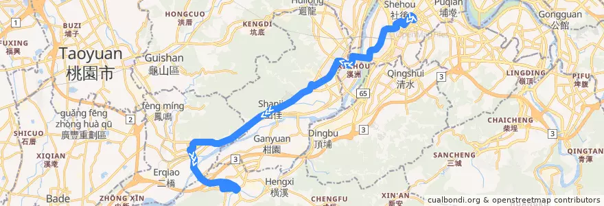 Mapa del recorrido 新北市 702 板橋-三峽 (返程) de la línea  en Neu-Taipeh.