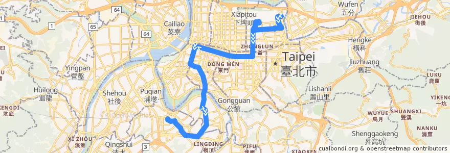 Mapa del recorrido 臺北市 262區 民生社區-中和(返程) de la línea  en Nouveau Taipei.