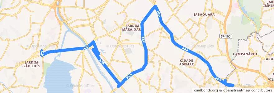 Mapa del recorrido 5129-10 Jardim Miriam de la línea  en Сан-Паулу.