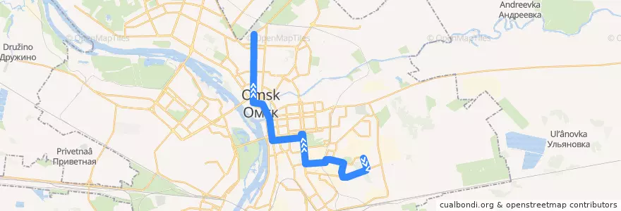 Mapa del recorrido Автобус №63 : МСЧ-9 - Гараж ЦС de la línea  en городской округ Омск.