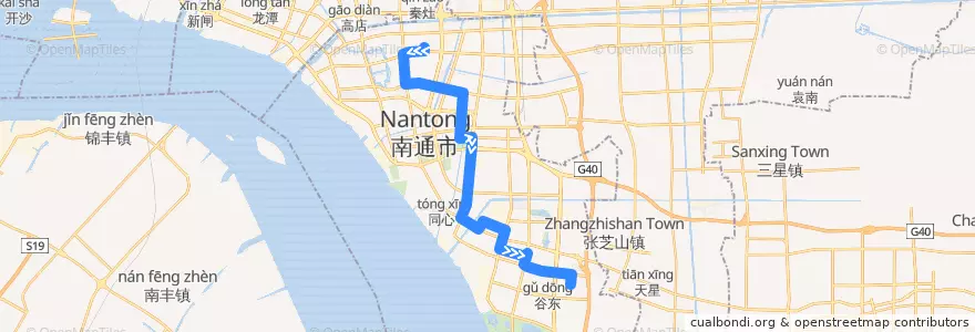 Mapa del recorrido 28路: 五一路公交停车场 => 竹林路瑞兴路口 de la línea  en 崇川区.