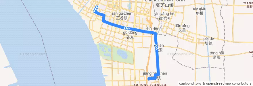 Mapa del recorrido 29路: 南通开发区管委会 => 星苏花苑 de la línea  en 崇川区.