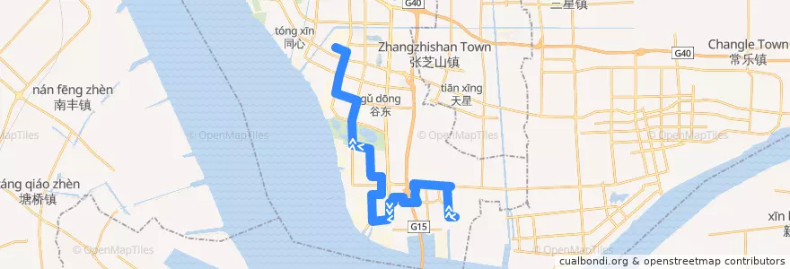 Mapa del recorrido 50路: 综合保税区B区 => 综合保税区A区 de la línea  en 崇川区.