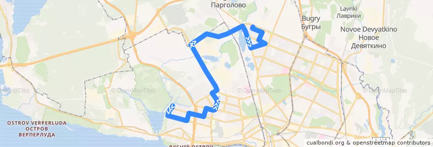 Mapa del recorrido Автобус № 180: Камышовая улица => улица Жени Егоровой de la línea  en Sankt Petersburg.