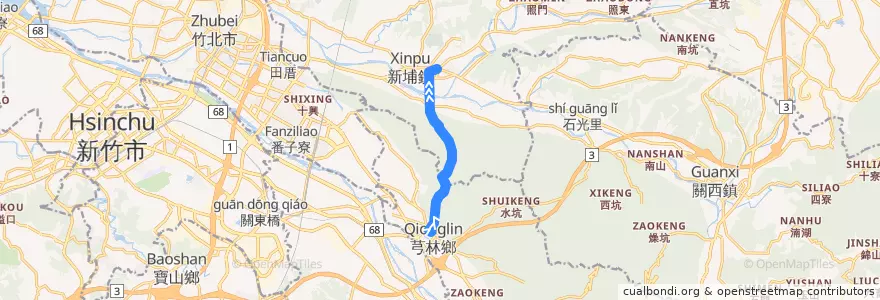 Mapa del recorrido 5632 芎林→新埔 de la línea  en Comté de Hsinchu.