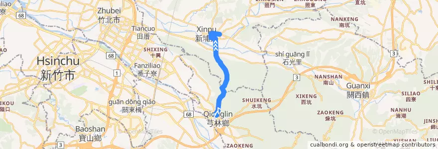 Mapa del recorrido 5632 新埔→芎林 de la línea  en Comté de Hsinchu.