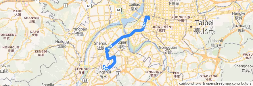 Mapa del recorrido 新北市 667 板橋-西門(往程) de la línea  en Neu-Taipeh.