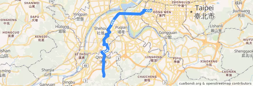 Mapa del recorrido 新北市 245 捷運台大醫院-德霖學院(返程) de la línea  en تايبيه الجديدة.