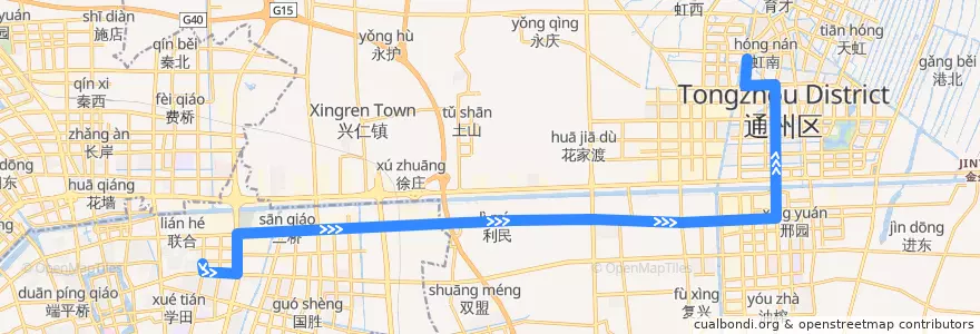 Mapa del recorrido 80路: 五一路公交停车场 => 胜利桥公交回车场 de la línea  en 南通市.
