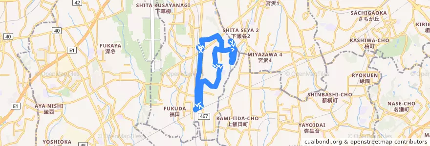 Mapa del recorrido 大和市コミュニティバス やまとんGO 桜ヶ丘地域 右回り de la línea  en 大和市.
