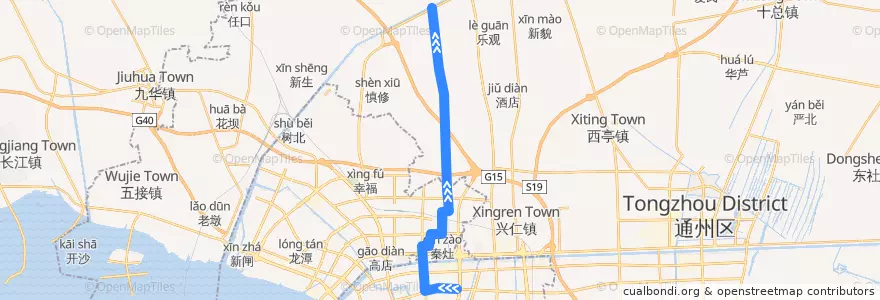 Mapa del recorrido 606路: 校西公交停车场 => 江海河 de la línea  en 南通市.