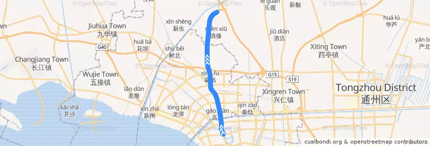 Mapa del recorrido 605路: 华联 => 刘桥公交停车场 de la línea  en 南通市.