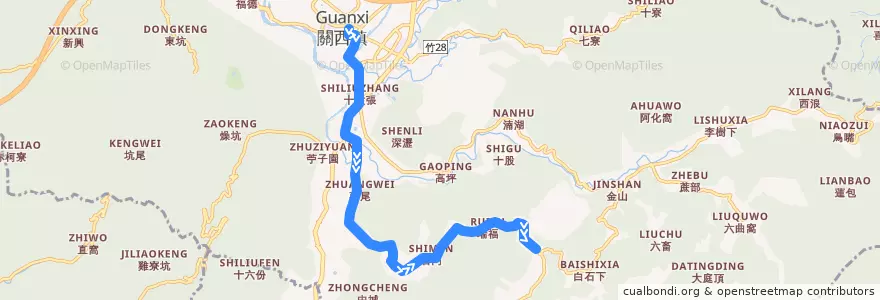 Mapa del recorrido 5639 關西→玉山 de la línea  en 關西鎮.