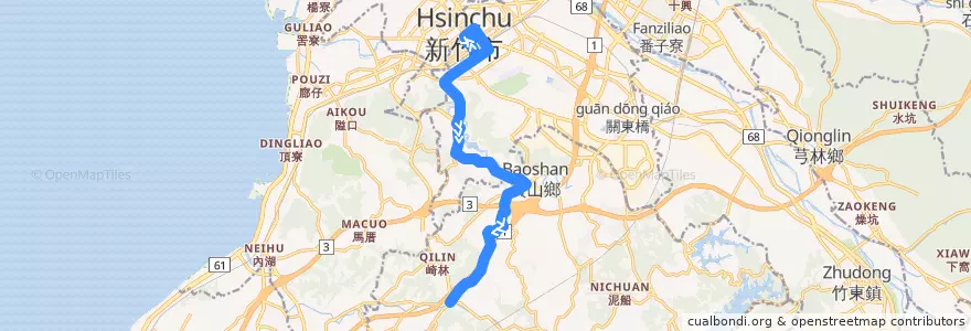 Mapa del recorrido 5603 新竹→新城 de la línea  en Provincia di Taiwan.