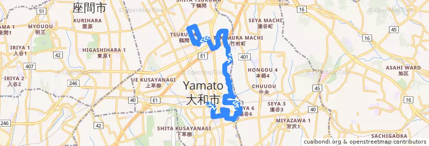 Mapa del recorrido 大和市コミュニティバス やまとんGO 深見地域 de la línea  en 大和市.