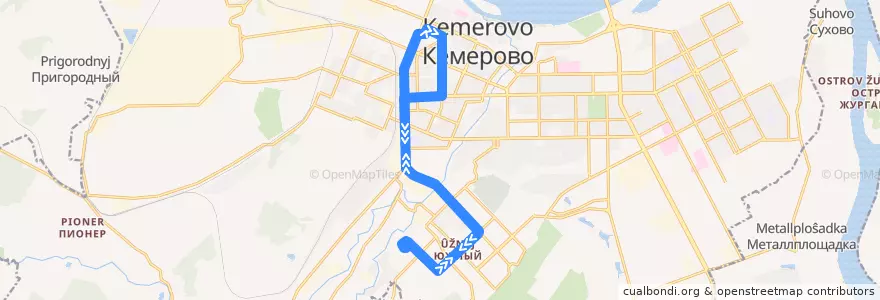 Mapa del recorrido Трамвай № 5 de la línea  en ケメロヴォ管区.