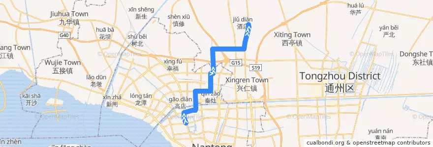 Mapa del recorrido 609路: 华联 => 四安车站 de la línea  en 南通市.
