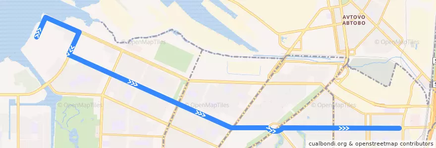 Mapa del recorrido Троллейбус № 32: Балтийский бульвар => Троллейбусный парк №1 de la línea  en Санкт-Петербург.