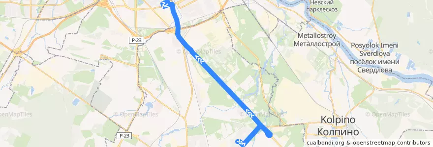 Mapa del recorrido Автобус № 388: Славянка, Ростовская улица => Звёздная улица de la línea  en Шушары.