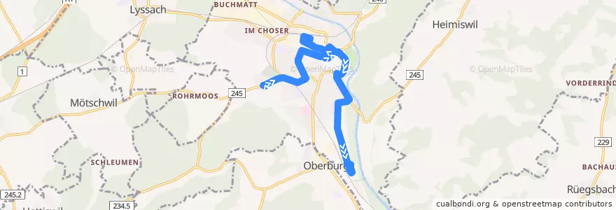 Mapa del recorrido Bus 462 de la línea  en Burgdorf.