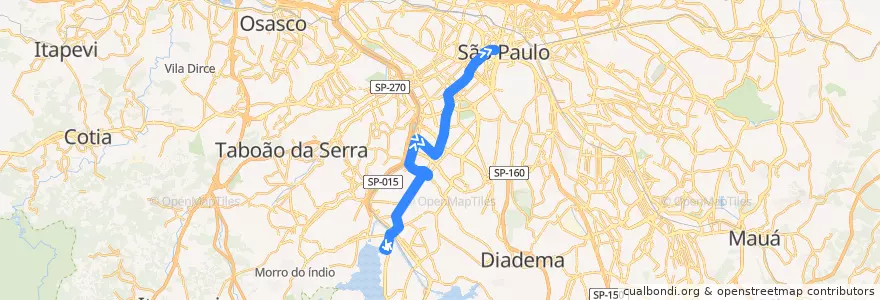 Mapa del recorrido 6414-10 Terminal Bandeira de la línea  en Сан Паулу.
