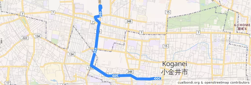 Mapa del recorrido 武41 de la línea  en Tokyo.